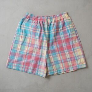 Vintage Kenneth Too Plaid Shorts Small Womens 90s Pastel Elastic Waist Cotton